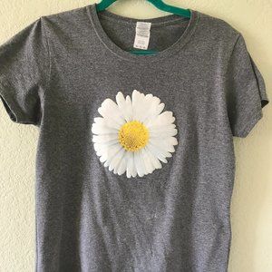 Gray Flower Short Sleeve Graphic T Shirt